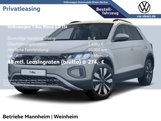 Volkswagen T-Roc MOVE 1.0 TSI OPF PDC Lane SHZ Clima LED