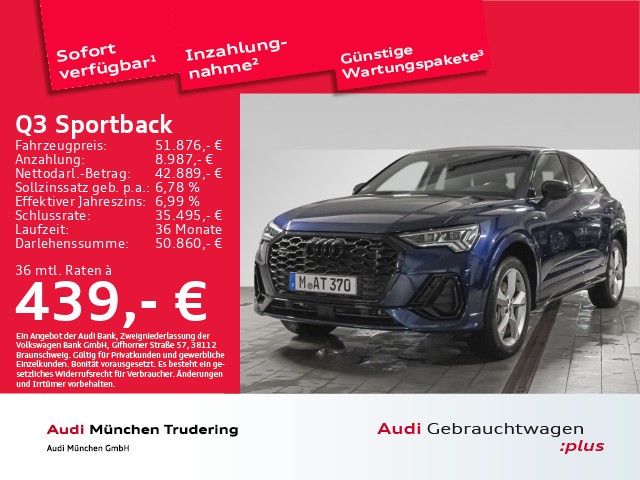 Audi Q3 Sportback S line 40 TDI quattro S tronic Businesspaket Matrix Standheizung und -lüftung