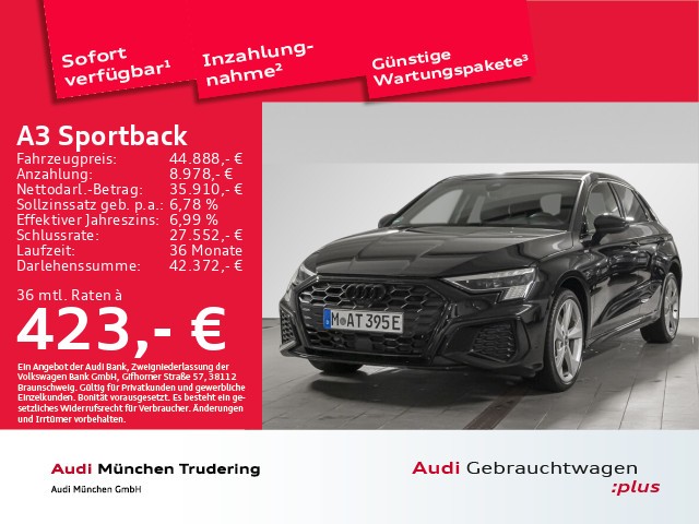 Audi A3 Sportback S line 45 TFSI e MMI + Bang & Olufsen Businesspaket Interieur S line Matrix LED Umgebungskamera