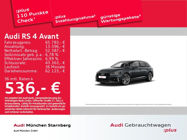 Audi RS4 Avant tiptr. Pano Keramik Navi+ B&O Leder Sportabgas