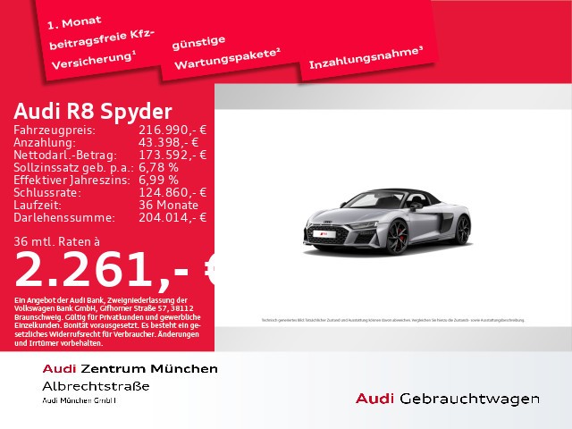 Audi R8 Spyder V10 performance quattro R8 Spyder V10 performance quattro 456(620) kW(PS) S tronic