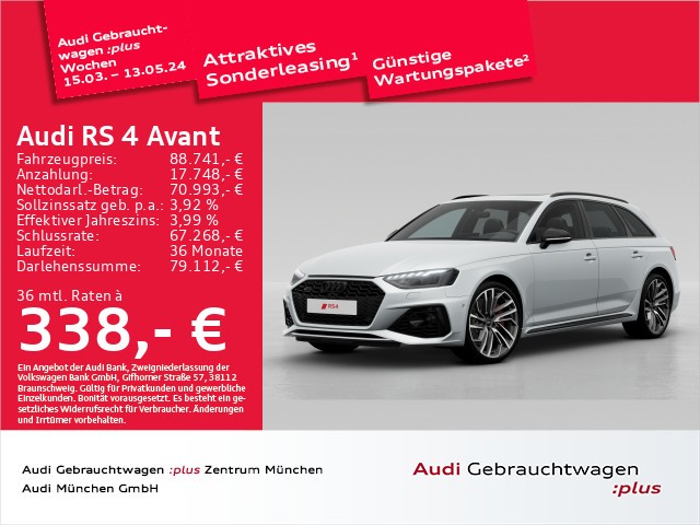 Audi RS4 Avant tiptr. Pano/Matrix/Sportabgas/280kmH/Virtual+/Navi+/HUD/Leder/B&O