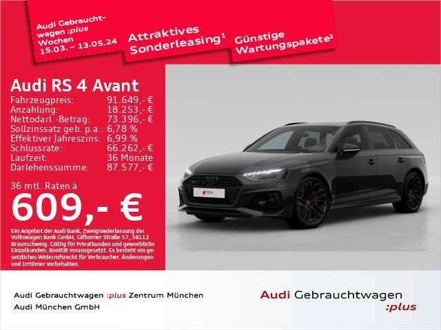 Audi RS4 Avant TFSI tiptr. Pano/Matrix/Virtual/Sportabgas/280kmH/HUD/B&O/AHK