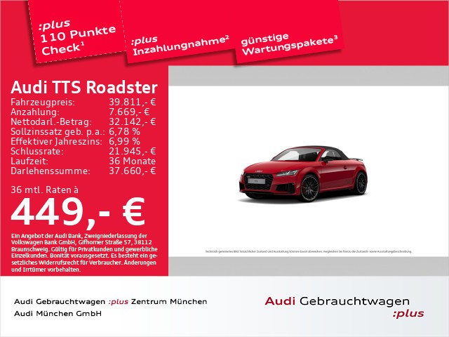 Audi TTS Roadster TFSI S tronic Matrix/Navi+/PDC+/SitzHzg